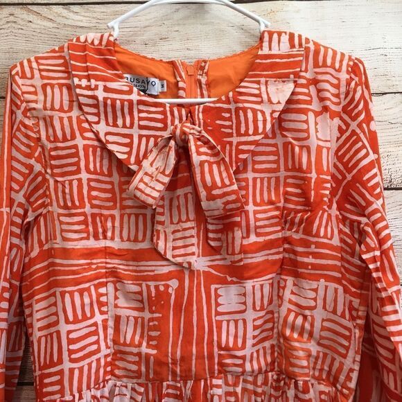 NEW WITH TAGS BUSAYO DELE MAXI DRESS IN ORANGE AND WHITE PRINT - Picture 4 of 13